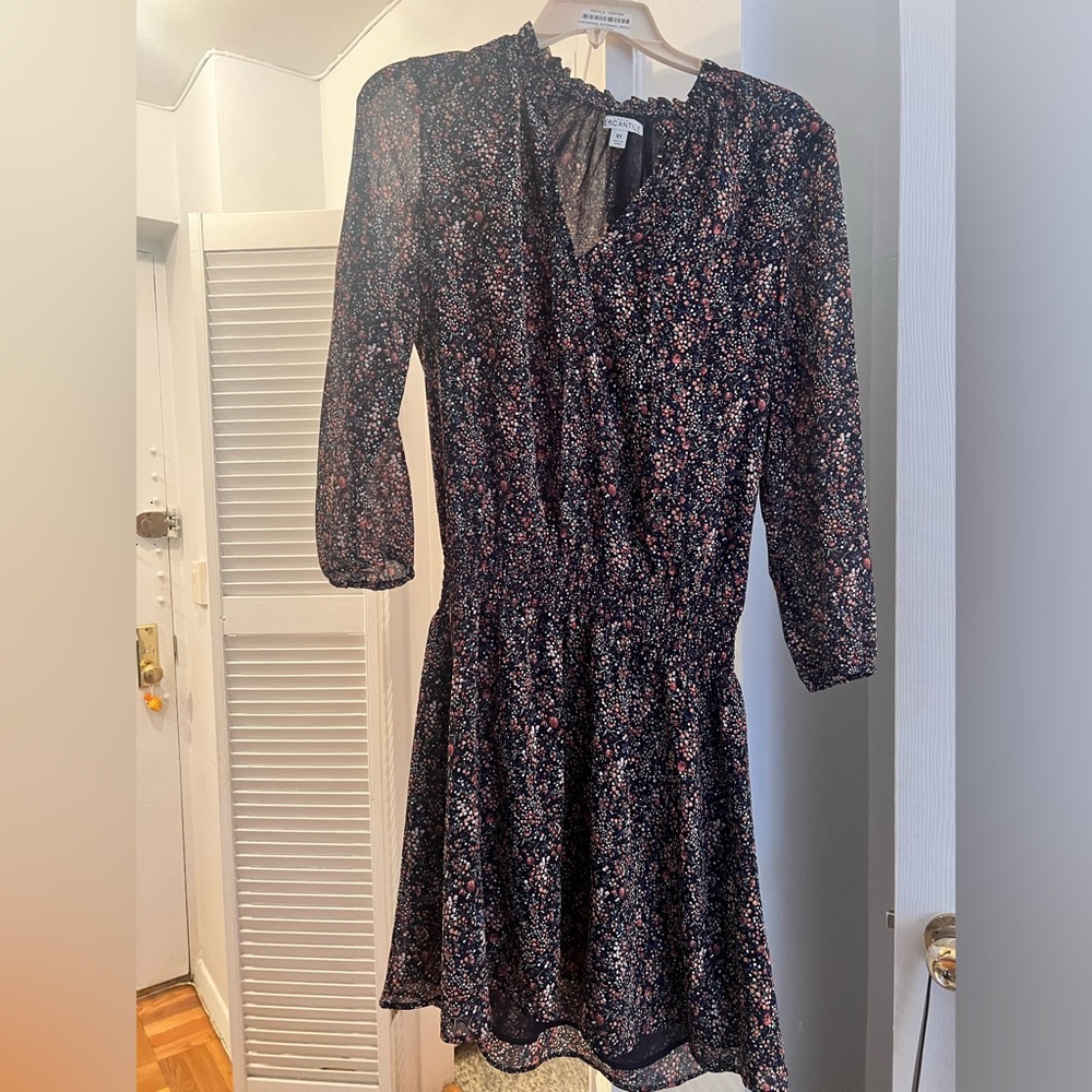 J. Crew Factory Women’s XS Floral Multi-Color Print Dress with drop waist band